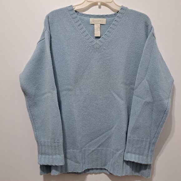 Rosanna Lambswool V Neck Knitwear Long Sleeve Sweater Oversized Small Blu - Picture 13 of 14